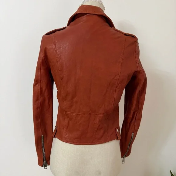 Imperial Biker Jacket Short with Zip And Pockets Leather Women’s Size Small
